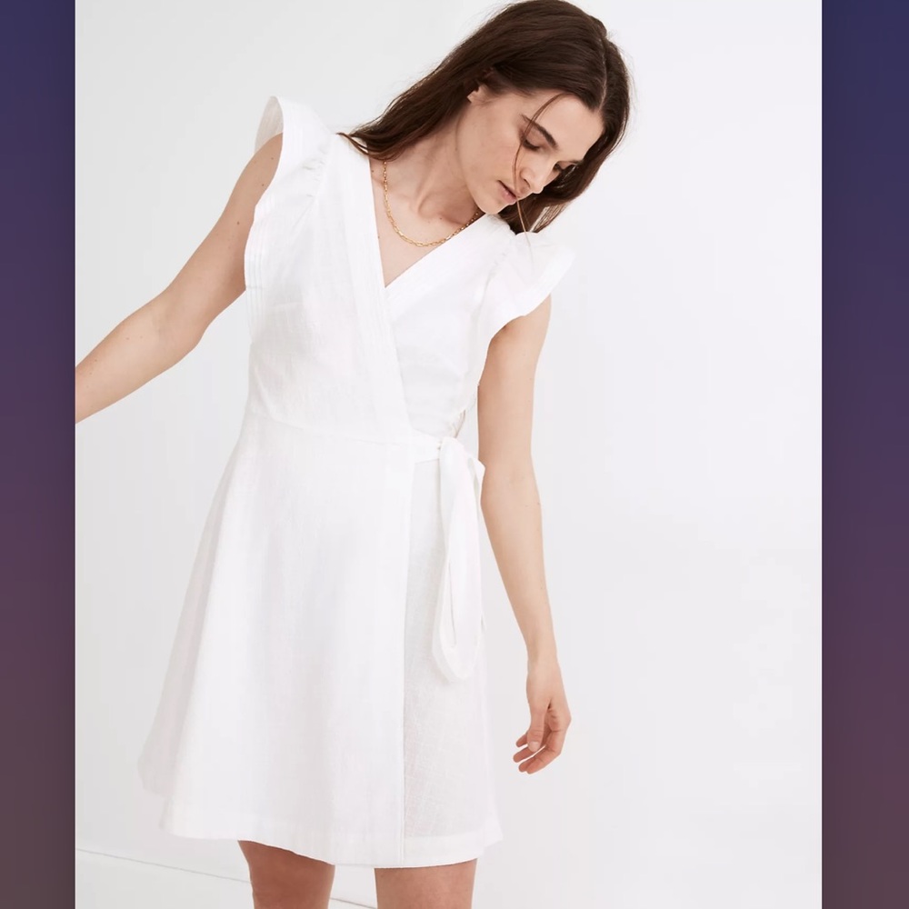 Madewell Ruffle-Sleeve Wrap Mini Dress - NWT